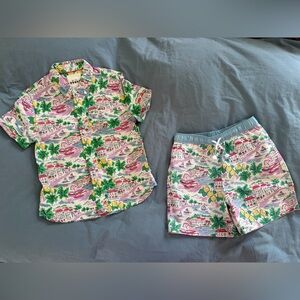 Boden Boys’ Holiday / Vacation Set - Cotton Linen Shirt + Swim Shorts